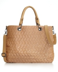A timeless shape with modern metallic detailing. This gorgeous quilted tote from BCBGeneration has the perfect amount of shine to get you noticed for all the right reasons. A timeless shape with modern metallic detailing. This gorgeous quilted tote from BCBGeneration has the perfect amount of shine to get you noticed for all the right reasons.