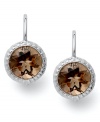 Neutral perfection. Victoria Townsend's sweet leverback earrings shine with the addition of round-cut smokey topaz (8 ct. t.w.). Crafted in sterling silver. Approximate drop: 3/4 inch.
