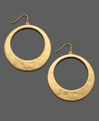 Whether your look is boho chic or office classic, these Lauren by Ralph Lauren hoop earrings make a great accompaniment. Crafted in worn goldtone mixed metal. Approximate diameter: 1-1/4 inches. Approximate drop: 2-1/4 inches. Whether your look is boho chic or office classic, these Lauren by Ralph Lauren hoop earrings make a great accompaniment. Crafted in worn goldtone mixed metal. Approximate diameter: 1-1/4 inches. Approximate drop: 2-1/4 inches.