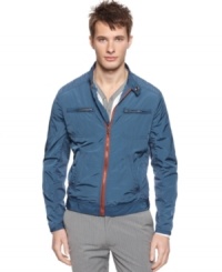 Perfect for your pring style, this zip-front jacket from Kenneth Cole New York give your light weight layered look a boost. Perfect for your pring style, this zip-front jacket from Kenneth Cole New York give your light weight layered look a boost.