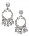 Truly radiant. B. Brilliant's small chandelier earrings are crafted from sterling silver with cubic zirconias (3/4 ct. t.w.) adding a nearly unmatched luster. Approximate drop: 3/4 inch. Approximate width: 3/8 inch.