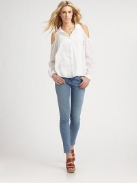 Skin-baring shoulder cutouts add the right touch of sexy to this airy cotton button-down. Point collarOpen shouldersLong sleevesButton-frontAbout 27 from shoulder to hem55% ramie/45% cottonMachine washImportedModel shown is 5'10 (177cm) wearing US size Small. Skin-baring shoulder cutouts add the right touch of sexy to this airy cotton button-down. Point collarOpen shouldersLong sleevesButton-frontAbout 27 from shoulder to hem55% ramie/45% cottonMachine washImportedModel shown is 5'10 (177cm) wearing US size Small.