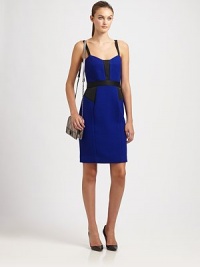 High-impact design in a lightweight, wool-rich blend has textured, colorblocked paneling and an exposed back zipper. Sweetheart necklineStrapsExposed back zipperBack slitAbout 23 from natural waist80% wool/20% polyamideDry cleanMade in USA of imported fabricModel shown is 5'10 (177cm) wearing US size 4. High-impact design in a lightweight, wool-rich blend has textured, colorblocked paneling and an exposed back zipper. Sweetheart necklineStrapsExposed back zipperBack slitAbout 23 from natural waist80% wool/20% polyamideDry cleanMade in USA of imported fabricModel shown is 5'10 (177cm) wearing US size 4.