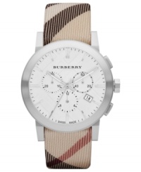 Flaunt your Burberry with the famous check pattern adorning this chic timepiece. Flaunt your Burberry with the famous check pattern adorning this chic timepiece.
