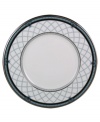 Set the table with English country charm with the Countess Collection form Royal Doulton. A charming lattice design is accented by cobalt and silver bands as well as delicate paisley flowers. Salad plate shown center.