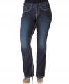 Team your favorite tops with Silver Jeans' bootcut plus size jeans, featuring a flattering dark wash.