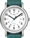 Timex Women's T2N915 Weekender Mid-Size Slip-Thru Green Nylon Strap Watch