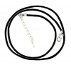 Necklace Cord For Pendants - D41 - Black Silk / Satin - 20 + 2 Extension Chain ~ Silver Plated Ends