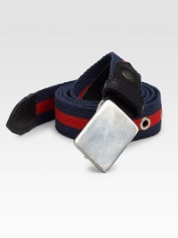 A striped design that is perfect enough to casual summer ensembles, constructed in a lively mix of canvas and leather.CanvasAbout 1 wideImported A striped design that is perfect enough to casual summer ensembles, constructed in a lively mix of canvas and leather.CanvasAbout 1 wideImported