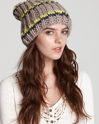 Keep a good head on your shoulders and stay warm with this richly-knit Free People beanie--the large pom pom is the cherry on top of this cold weather essential. Keep a good head on your shoulders and stay warm with this richly-knit Free People beanie--the large pom pom is the cherry on top of this cold weather essential.