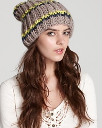 Keep a good head on your shoulders and stay warm with this richly-knit Free People beanie--the large pom pom is the cherry on top of this cold weather essential.