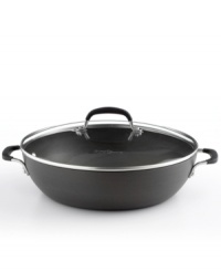 Your go-to in the kitchen! A hard-anodized exterior and nonstick interior provides the perfect space for sauteing, simmering, browning and preparing entire meals. Even faster clean-up and even smarter, healthier cooking is all yours with the versatility of this do-it-all pan. 10-year warranty. Your go-to in the kitchen! A hard-anodized exterior and nonstick interior provides the perfect space for sauteing, simmering, browning and preparing entire meals. Even faster clean-up and even smarter, healthier cooking is all yours with the versatility of this do-it-all pan. 10-year warranty.