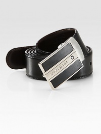 Logo engraved, palladium-plated buckle, accents this reversible leather design.LeatherAbout 1¼ wideMade in Italy