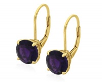 Gold Plated Sterling Silver 8mm Round Lever Back Amethyst Earrings Gold Plated Sterling Silver 8mm Round Lever Back Amethyst Earrings