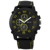Breda Men's 8135-Yellow Colton Black Bezel Yellow Accented Silicone Watch