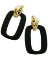 Breathe easy. The matte black links and detailed bamboo post backing of this stunning earring style will help you achieve peace within your wardrobe. Set in gold-plated mixed metal; from T Tahari's Bamboo Collection. Approximate drop: 2 inches.