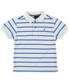 Nautica Boys 8-20 N-Sail Striped Short Sleeve Polo, Sail White, Medium