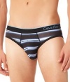 Calvin Klein ck one Microfiber Hip Brief, S, Gradient Aqua Stripe