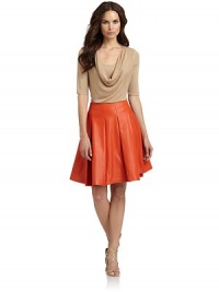 THE LOOKCowlneckTonal knit underlayElbow-length sleevesPullover styleTHE FITAbout 22 from shoulder to hemTHE MATERIAL55% silk/45% cashmereCARE & ORIGINDry cleanImportedModel shown is 5'11 (180cm) wearing US size Small. THE LOOKCowlneckTonal knit underlayElbow-length sleevesPullover styleTHE FITAbout 22 from shoulder to hemTHE MATERIAL55% silk/45% cashmereCARE & ORIGINDry cleanImportedModel shown is 5'11 (180cm) wearing US size Small.
