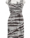 BCBGMAXAZRIA Dress, Square Abstract Stripe Bow Tie Mini Cocoa Combo S