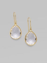 From the Rock Candy Collection. Graceful teardrops of richly faceted clear quartz set in gleaming 18k gold.Clear quartz 18k yellow gold Length, about 1¼ Ear wire Imported