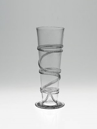 A serpentine design coils up the base of this tapered glass vase. Mouthblown glass 5½ high 3-ounce capacity Handmade Imported A serpentine design coils up the base of this tapered glass vase. Mouthblown glass 5½ high 3-ounce capacity Handmade Imported