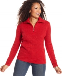 Karen Scott's soft sweater features chic marled knit and a variety of smart colors to choose from! Pair it with jeans for essential weekend style.