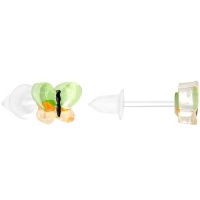Acrylic Green and Yellow Butterfly Plastic Stud Earrings Acrylic Green and Yellow Butterfly Plastic Stud Earrings