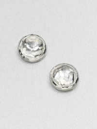 A simply chic style in sleek sterling silver with clear, faceted quartz stones. Sterling silverClear quartzSize, about ½Post backImported A simply chic style in sleek sterling silver with clear, faceted quartz stones. Sterling silverClear quartzSize, about ½Post backImported