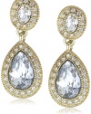 Carolee Gold Metalist Gold-Tone Pave and Stone Double Drop Earrings