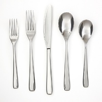 This classically styled, 45-piece flatware set includes 8 each of the following: dinner forks, dinner knives, dinner spoons, teaspoons and salad forks as well as a 5 piece hostess set. This classically styled, 45-piece flatware set includes 8 each of the following: dinner forks, dinner knives, dinner spoons, teaspoons and salad forks as well as a 5 piece hostess set.