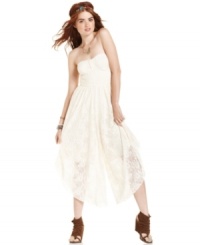 Dreamy lace adds sheer romance to this cropped, palazzo-style jumpsuit from American Rag! Dreamy lace adds sheer romance to this cropped, palazzo-style jumpsuit from American Rag!
