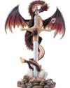Gifts & Decor Majestic Red Dragon Sword in Stone Figurine Display