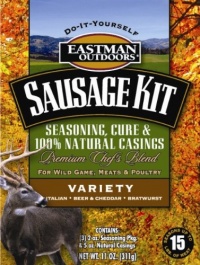 Eastman Outdoors 38661 Variety Sausage Seasonings and Cures Kit, with Casings, for 15-Pounds of Meat