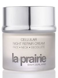 Cellular Night Repair Cream is a restorative nighttime facial treatment that works while you sleep promoting natural skin repair and recovery. While the body is resting, multi-level complexes communicate to each other and to the skin cells to help repair skin damage and reduce inflammation while hydrating, smoothing and firming; skin looks repaired, replenished and rejuvenated. 1.7 oz. Cellular Night Repair Cream is a restorative nighttime facial treatment that works while you sleep promoting natural skin repair and recovery. While the body is resting, multi-level complexes communicate to each other and to the skin cells to help repair skin damage and reduce inflammation while hydrating, smoothing and firming; skin looks repaired, replenished and rejuvenated. 1.7 oz.