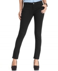 Rock a lean and totally polished silhouette in this stretchy pair of black wash skinny denim from Celebrity Pink Jeans! Rock a lean and totally polished silhouette in this stretchy pair of black wash skinny denim from Celebrity Pink Jeans!