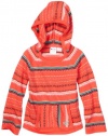 Roxy Kids Girls 2-6X Roxy Teenie Wahine - Run Wild Hoodie Poncho, Sunset Stripe, 2T