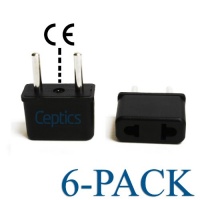 Ceptics High Quality USA to Europe Asia Plug Adapter - CE Certified - RoHS Compliant - 6 Pack Ceptics High Quality USA to Europe Asia Plug Adapter - CE Certified - RoHS Compliant - 6 Pack
