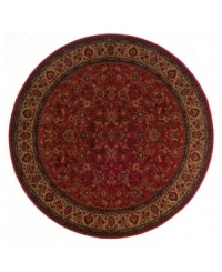 A larger-diameter round that is ideal for open spaces, this rug is a modern classic. Fashioned using the most advanced method available for heat-set polypropylene, the Everest Isfahan collection offers a contemporary dance of crimson symmetry, and refined style. Field features intricate floral motif set against a rich, red background, and an elaborate, courtly border. Super-dense power-loom weave creates a natural appearance without sacrificing the soft luxury finish of hand-woven rugs. One-year limited warranty (defects due to manufacturing). A larger-diameter round that is ideal for open spaces, this rug is a modern classic. Fashioned using the most advanced method available for heat-set polypropylene, the Everest Isfahan collection offers a contemporary dance of crimson symmetry, and refined style. Field features intricate floral motif set against a rich, red background, and an elaborate, courtly border. Super-dense power-loom weave creates a natural appearance without sacrificing the soft luxury finish of hand-woven rugs. One-year limited warranty (defects due to manufacturing).