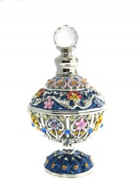 Indigo Blue Moroccan Style Perfume Bottle Swarovski Crystals Floral French Moon Indigo Blue Moroccan Style Perfume Bottle Swarovski Crystals Floral French Moon