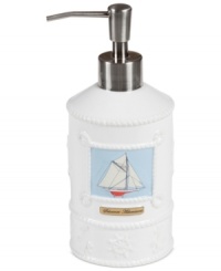 Set sail for uncharted bath decor with this nautical-themed soap and lotion dispenser from Creative Bath. Emblazoned with a seafaring schooner, this charming piece docks beautifully-powder rooms to bathrooms. Set sail for uncharted bath decor with this nautical-themed soap and lotion dispenser from Creative Bath. Emblazoned with a seafaring schooner, this charming piece docks beautifully-powder rooms to bathrooms.