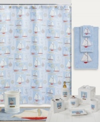 Set sail for uncharted bath decor with this unique shower curtain from Creative Bath. Emblazoned with nautical notions and seafaring schooners, this charming curtain provides a stylish way to keep the shower spray at bay. Set sail for uncharted bath decor with this unique shower curtain from Creative Bath. Emblazoned with nautical notions and seafaring schooners, this charming curtain provides a stylish way to keep the shower spray at bay.