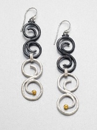 A intricate drop design featuring hammered, sterling silver and darkened sterling silver accented with radiant 24k gold. Sterling silver and darkened sterling silver24k goldDrop, about 2.7Hook backImported A intricate drop design featuring hammered, sterling silver and darkened sterling silver accented with radiant 24k gold. Sterling silver and darkened sterling silver24k goldDrop, about 2.7Hook backImported