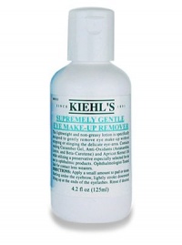 A lightweight, ultra-gentle, non-greasy lotion specifically designed to gently remove eye makeup without stripping or stinging the delicate eye-area. Specifically designed with supreme gentleness in mind, therefore not tested or intended to remove waterproof or water-resistant eye makeup. Additional moisturizing and antioxidant benefits when tissued but not rinsed off . Ophthalmologist-Tested, safe for contact lens wearers. Gentle enough even for the most sensitive eyes. 4.2 oz. A lightweight, ultra-gentle, non-greasy lotion specifically designed to gently remove eye makeup without stripping or stinging the delicate eye-area. Specifically designed with supreme gentleness in mind, therefore not tested or intended to remove waterproof or water-resistant eye makeup. Additional moisturizing and antioxidant benefits when tissued but not rinsed off . Ophthalmologist-Tested, safe for contact lens wearers. Gentle enough even for the most sensitive eyes. 4.2 oz.
