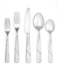 Flatware with a twist. Minimalist handles etched with a playful ribbon motif make the Emma flatware set a favorite for casual, anytime dining. Coordinating accessories complete the look from Cambridge. Flatware with a twist. Minimalist handles etched with a playful ribbon motif make the Emma flatware set a favorite for casual, anytime dining. Coordinating accessories complete the look from Cambridge.