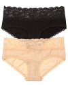Low-rise hotpants with Cosabella's signature lace trim. Style #NEVER0741