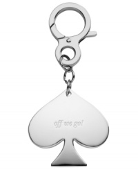 Engraved with off we go, the silver-plated Silver Street key chain will get you in and out with the impeccable style of kate spade new york. A fabulous gift! Engraved with off we go, the silver-plated Silver Street key chain will get you in and out with the impeccable style of kate spade new york. A fabulous gift!