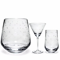 Kate Spade and Lenox join together to bring ease, elegance and understated wit to the table. The Larabee Dot Barware features etched polka dots and coordinates with the Larabee Dot Accent Plates. Shown left to right: Larabee Dot Ice Bucket, Larabee Dot Martini Glass, Larabee Dot Euro Water Glass. Kate Spade and Lenox join together to bring ease, elegance and understated wit to the table. The Larabee Dot Barware features etched polka dots and coordinates with the Larabee Dot Accent Plates. Shown left to right: Larabee Dot Ice Bucket, Larabee Dot Martini Glass, Larabee Dot Euro Water Glass.
