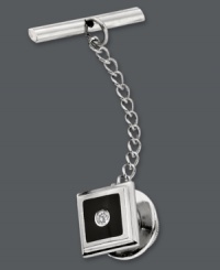 Perfectly polished. Keep everything in line and on point with this stylish tie tac. Crafted in stainless steel, tie tac features a black enamel square with a round-cut diamond accent at center. Approximate diameter: 1/3 inch. Perfectly polished. Keep everything in line and on point with this stylish tie tac. Crafted in stainless steel, tie tac features a black enamel square with a round-cut diamond accent at center. Approximate diameter: 1/3 inch.