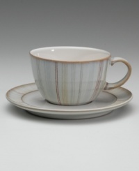Simply adorned with rustic stencil stripes, this dinnerware pattern invites cheer to every meal. Coordinates with solid Mist pieces for a beautifully layered table. Simply adorned with rustic stencil stripes, this dinnerware pattern invites cheer to every meal. Coordinates with solid Mist pieces for a beautifully layered table.